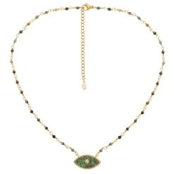 Collier Pendentif Oeil Et Mini Pierres (turquoise)