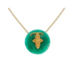 Sautoir Pierre Ronde Et Croix (amazonite) -Jollia Soldes Magasin collier pendentif pierre bleu croix