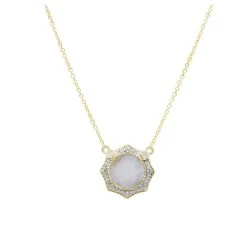 Collier Rond Zircons Et Pierre (pierre De Lune)