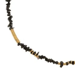 Collier Pierre Pépite Noir (doré) -Jollia Soldes Magasin collier pepite noir dore1