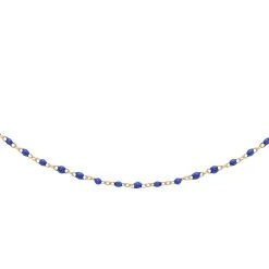 Collier Petites Perles émaillées Bleues (doré)