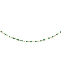 Collier Petites Perles émaillées Vertes (doré)