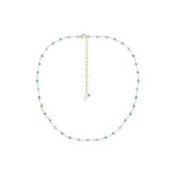 Collier Perles Fines Bleues (doré)