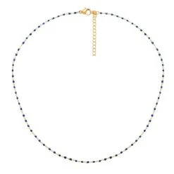 Collier Petites Perles émaillées Bleues (doré) -Jollia Soldes Magasin collier perle fine emaillee bleu 2