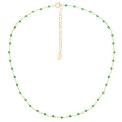 Collier Perles Fines émeraude (doré)