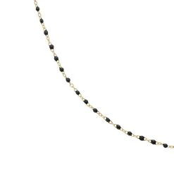 Collier Petites Perles émaillées Noires (doré) -Jollia Soldes Magasin collier perle fine noir 1 1