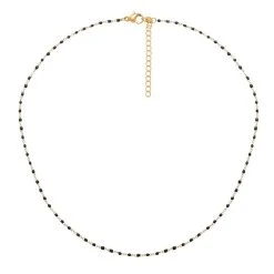Collier Petites Perles émaillées Noires (doré) -Jollia Soldes Magasin collier perle fine noir 1