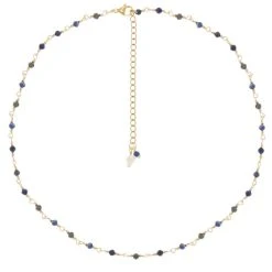 Collier Perles Fines Lapis (doré)