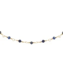 Colliers Superposés Perles Lapis Et Médaille (bleu) -Jollia Soldes Magasin collier perle fines bleu marine 2