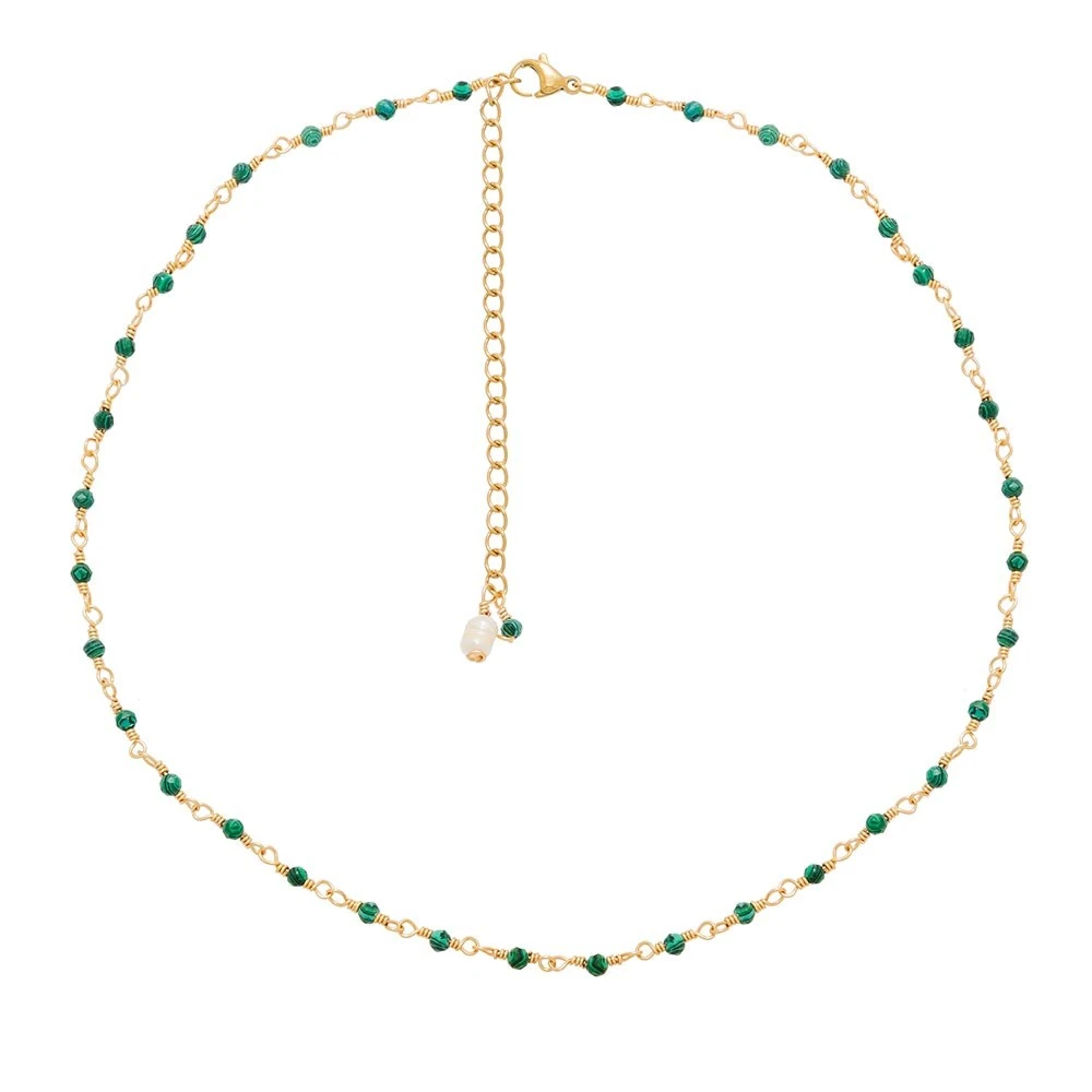 Collier Perles Fines Malachite (doré) 3 Collier Perles Fines Malachite (doré)