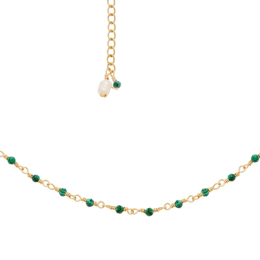Collier Perles Fines Malachite (doré) 4 Collier Perles Fines Malachite (doré) – Image 2