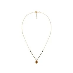 Collier Perles Noires Pendentif Et Croix (plaqué Or) -Jollia Soldes Magasin collier perle medaille croix dore noir1