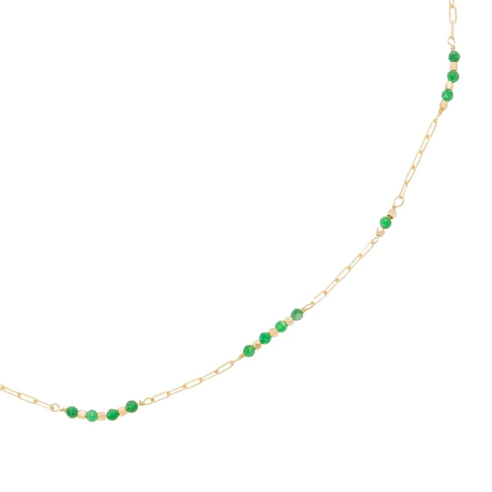 Collier Mini Maillon émeraude (doré) 5 Collier Mini Maillon émeraude (doré) – Image 3