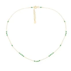 Collier Mini Maillon émeraude (doré)