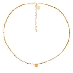 Collier Perles Et Pierres (rhodonite/tourmaline)