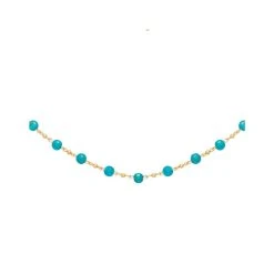 Collier Pierres Fines (turquoise) -Jollia Soldes Magasin collier perles fine bleues dore 1