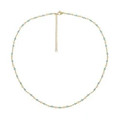Collier Perles Fines Bleu Ciel (doré)