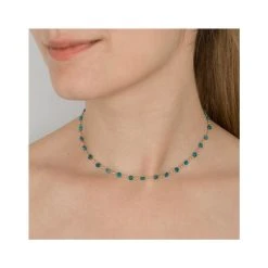 Collier Pierres Fines (apatite) -Jollia Soldes Magasin collier perles fines bleu canard