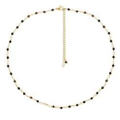 Colliers Superposés Perles Et Pendentif (noir) -Jollia Soldes Magasin collier perles fines brunes