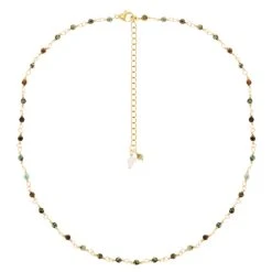 Collier Perles Fines Turquoise Africaine (doré)