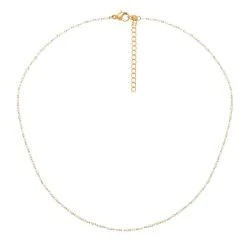 Collier Petites Perles émaillées Blanches (doré) -Jollia Soldes Magasin collier petites perles blanches