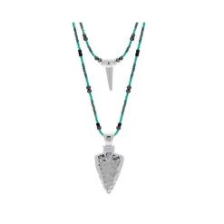 Collier Multirangs Tribu Apache (argenté/bleu)