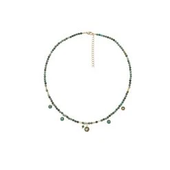 Collier Pierres Et Cristal (turquoise Africaine)
