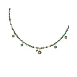 Collier Pierres Et Cristal (turquoise Africaine) -Jollia Soldes Magasin collier pierre cristal swarovski