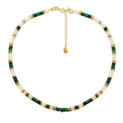Collier Pierres Malachite (doré)