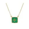 Collier Pierre Carrée (chrysoprase) -Jollia Soldes Magasin collier pierre vert dore1