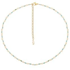 Collier Perles Fines Turquoise (doré)