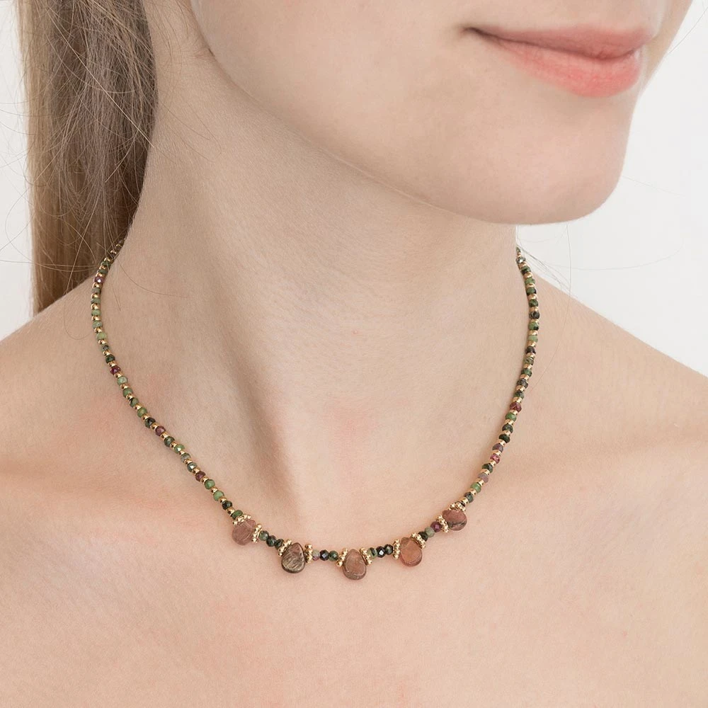 Collier Pierres Et Gouttes (plaqué Or) 4 Collier Pierres Et Gouttes (plaqué Or) – Image 2