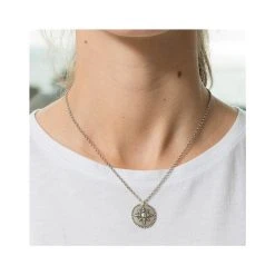 Collier Ethnique Solaire (argenté) -Jollia Soldes Magasin collier rond e toile