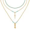 Colliers Superposés Pendentifs (turquoise) -Jollia Soldes Magasin collier superposes epee main bleu