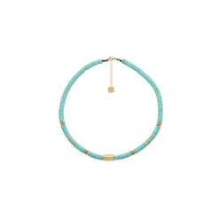 Collier Surfer Disques Dorés (turquoise)