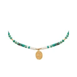 Collier Surfer Disques Et Pendentif (blanc/turquoise)