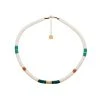 Collier Surfer Disques (blanc/malachite) -Jollia Soldes Magasin collier surfeur blanc vert zag
