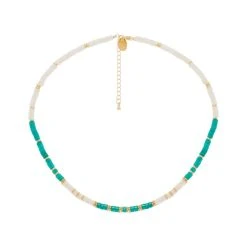 Collier Surfeur Pierres (amazonite/jade Blanc)
