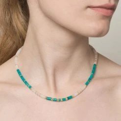 Collier Surfeur Pierres (amazonite/jade Blanc) -Jollia Soldes Magasin collier surfeur perles pierres amazonite blanc 2