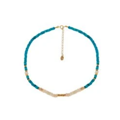 Collier Surfeur Pierres Fines (turquoise/blanc)