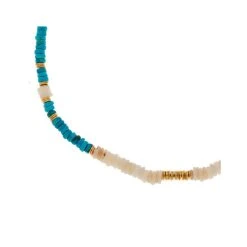 Collier Surfeur Pierres Fines (turquoise/blanc) -Jollia Soldes Magasin collier surfeur pierre turquoise blanc