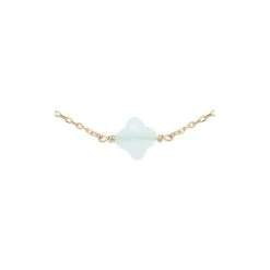 Collier Trèfle Facetté Aqua (plaqué Or)