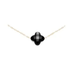 Collier Trèfle Noir (plaqué Or)