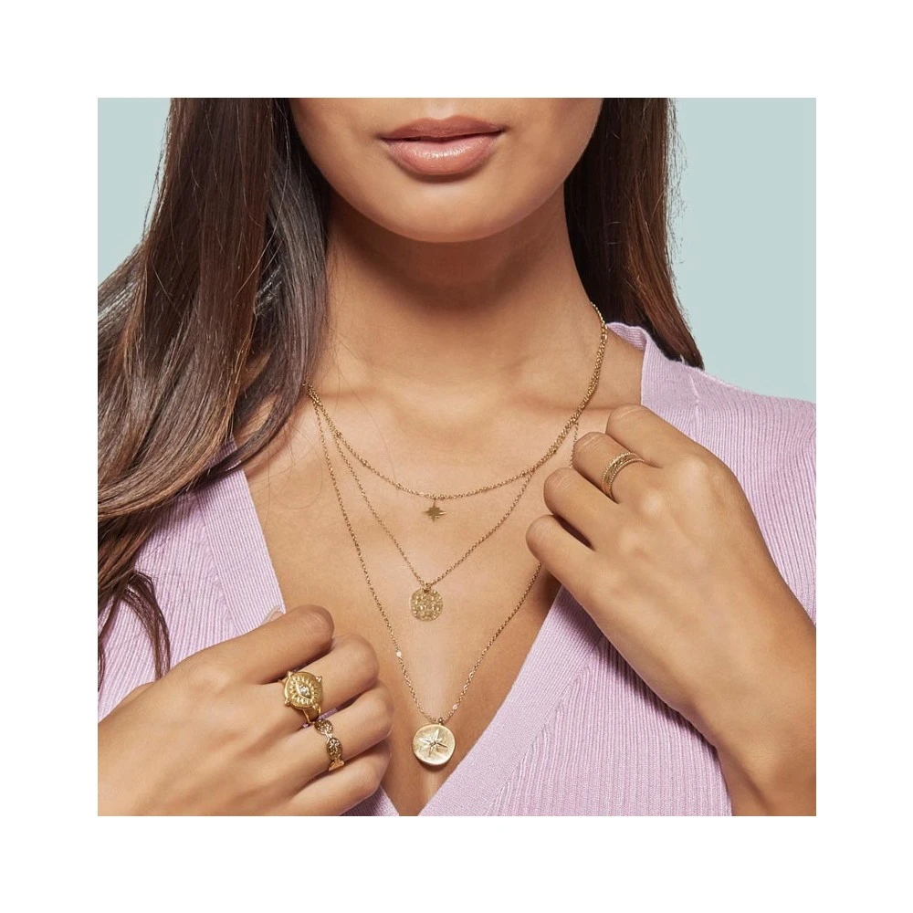 Collier Triple Rangs Médailles Et étoile (doré) 4 Collier Triple Rangs Médailles Et étoile (doré) – Image 2