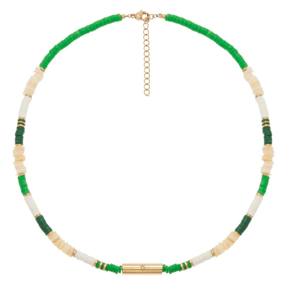 Collier Surfeur Disques Et Coquillages (vert) 3 Collier Surfeur Disques Et Coquillages (vert)