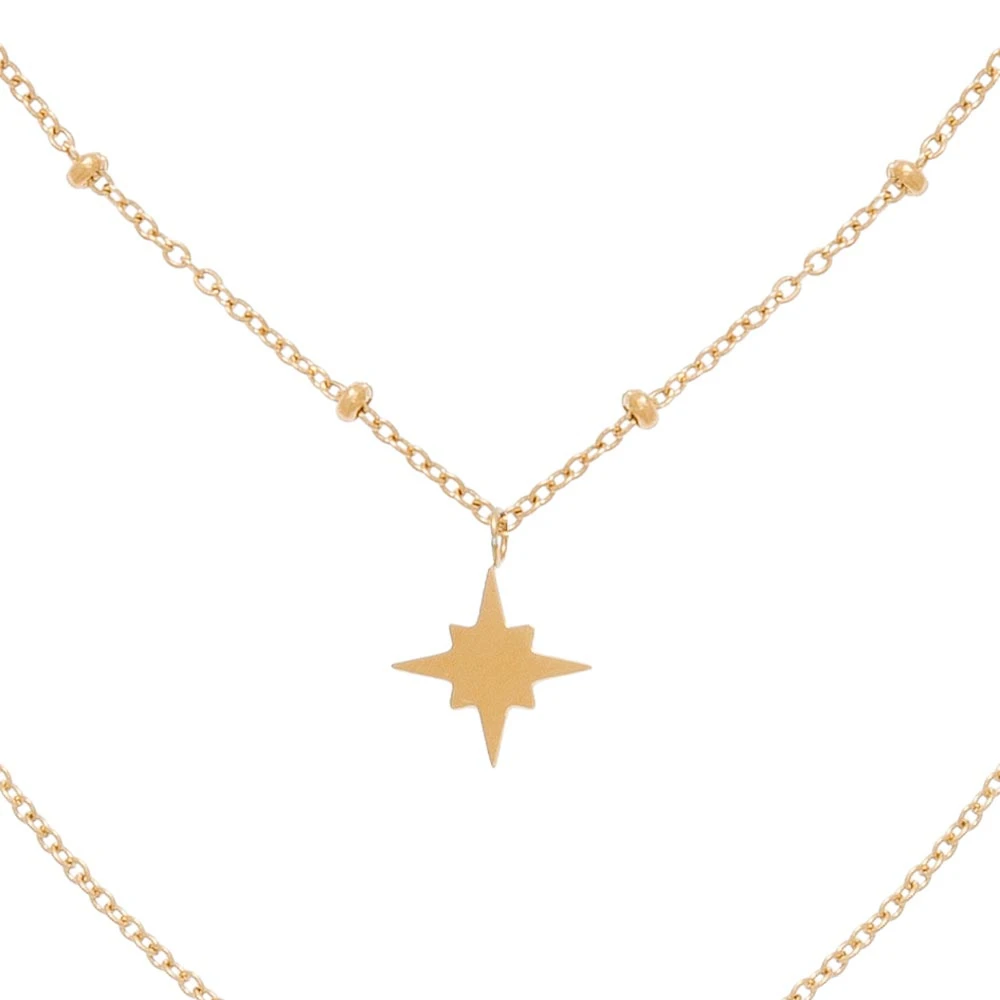 Collier Multirangs Corne Et Médaille Martelée (doré) – Image 3