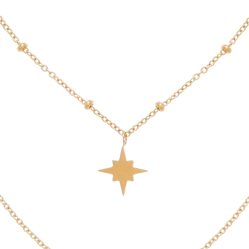 Collier Triple Rangs Médailles Et étoile (doré) 6 Collier Triple Rangs Médailles Et étoile (doré) – Image 4