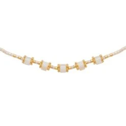 Colliers Superposés Pendentifs (blanc) -Jollia Soldes Magasin colliers perles blanches dore 1