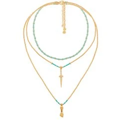 Colliers Superposés Pendentifs (turquoise) -Jollia Soldes Magasin colliers superposes bleu