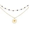 Colliers Superposés Perles Lapis Et Médaille (bleu) -Jollia Soldes Magasin colliers superposes lapis medaille etoile 2